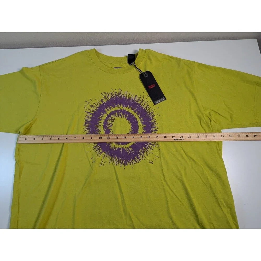 New Levis Mens Skate Relaxed Fit Graphic Boxy T-shirt L Black Hole Green Purple